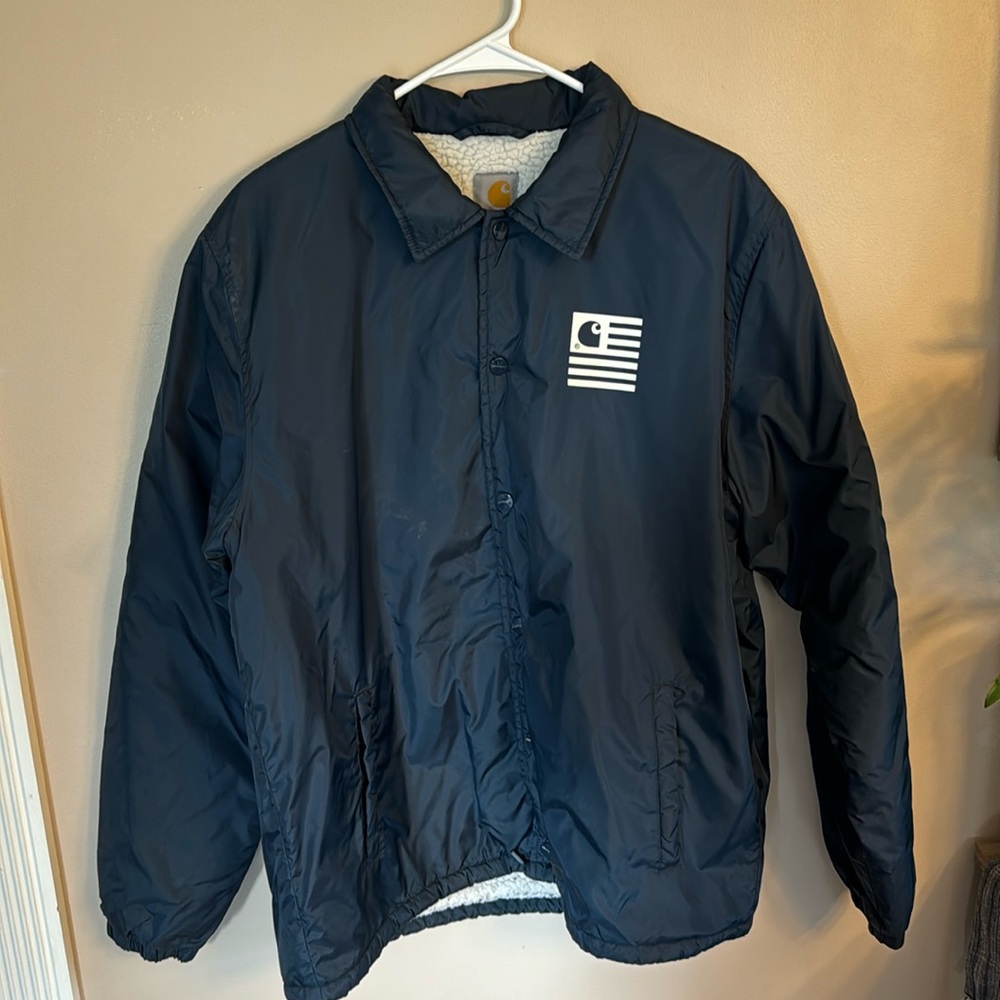 Men’s Carhartt work in progress coach jacket. Fleece lined.